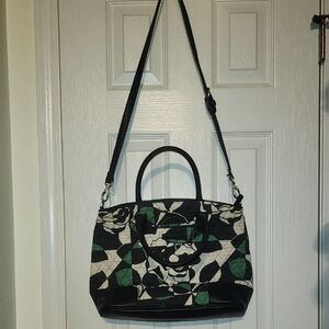 Vera Bradley Black and Green Quilted Floral Shoulder Bag
